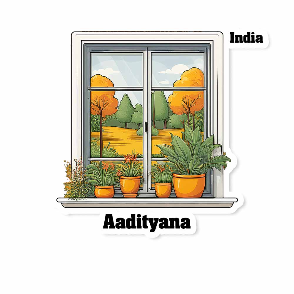 Aadityana Window White Plants Pots Sticker