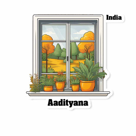 Aadityana Window White Plants Pots Sticker