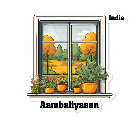 Aambaliyasan Window White Plants Pots Sticker
