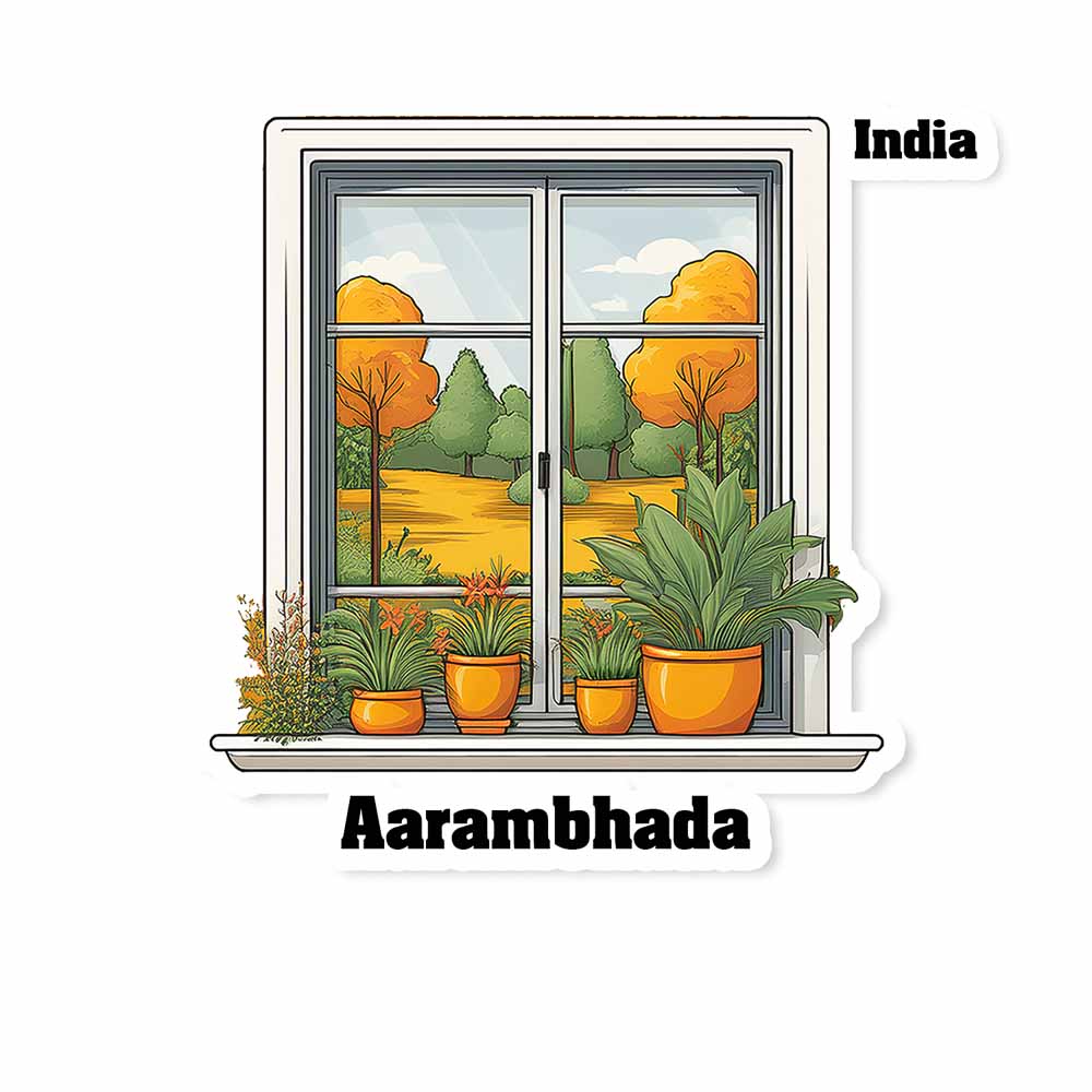 Aarambhada Window White Plants Pots Sticker