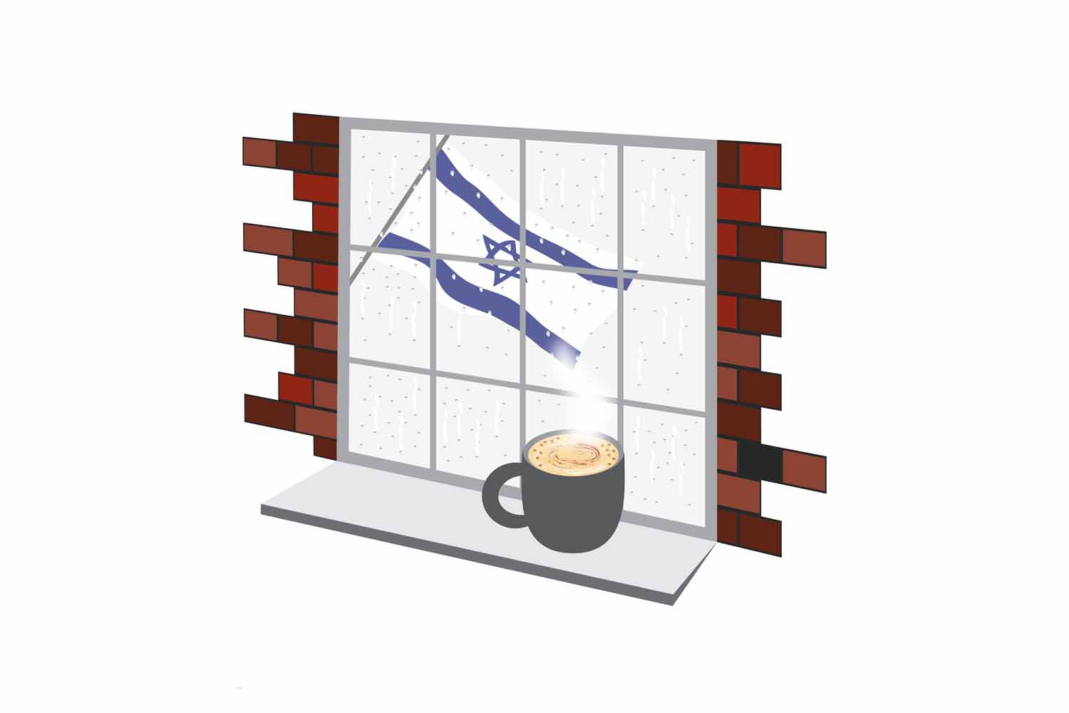Israel Coffee Rain Window Sticker