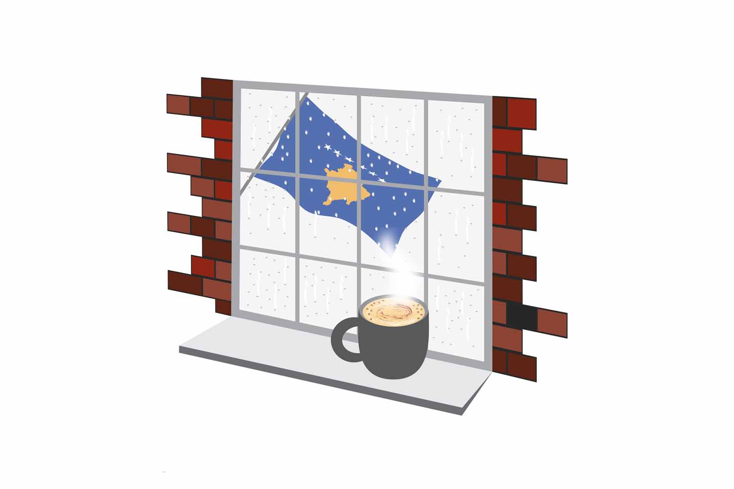 Kosovo Coffee Rain Window Sticker
