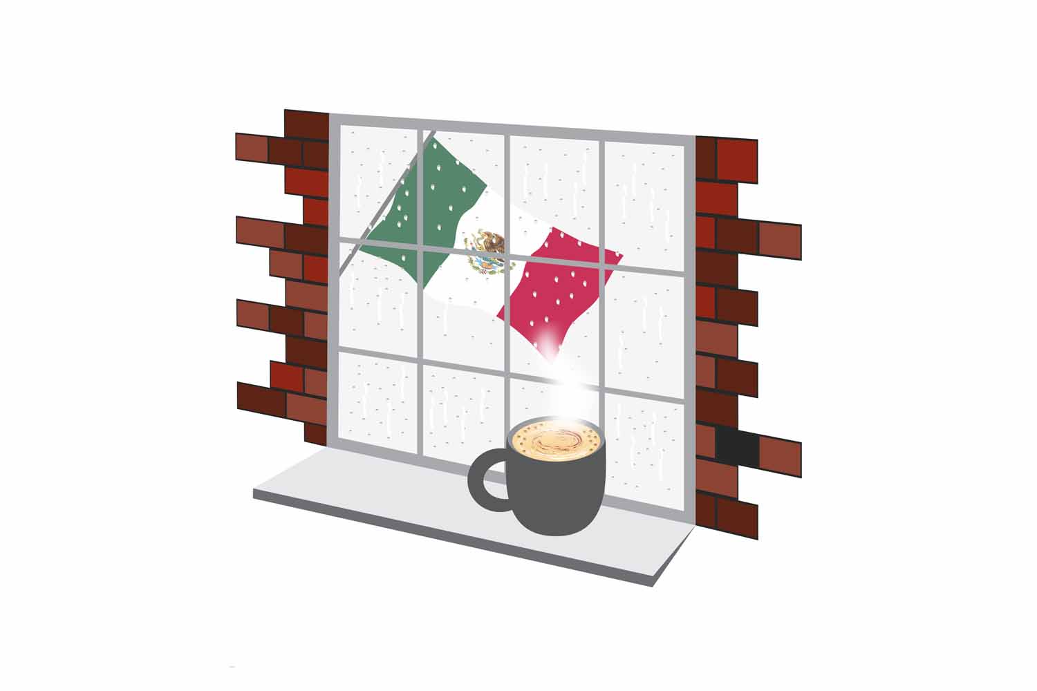 Mexico Coffee Rain Window Sticker