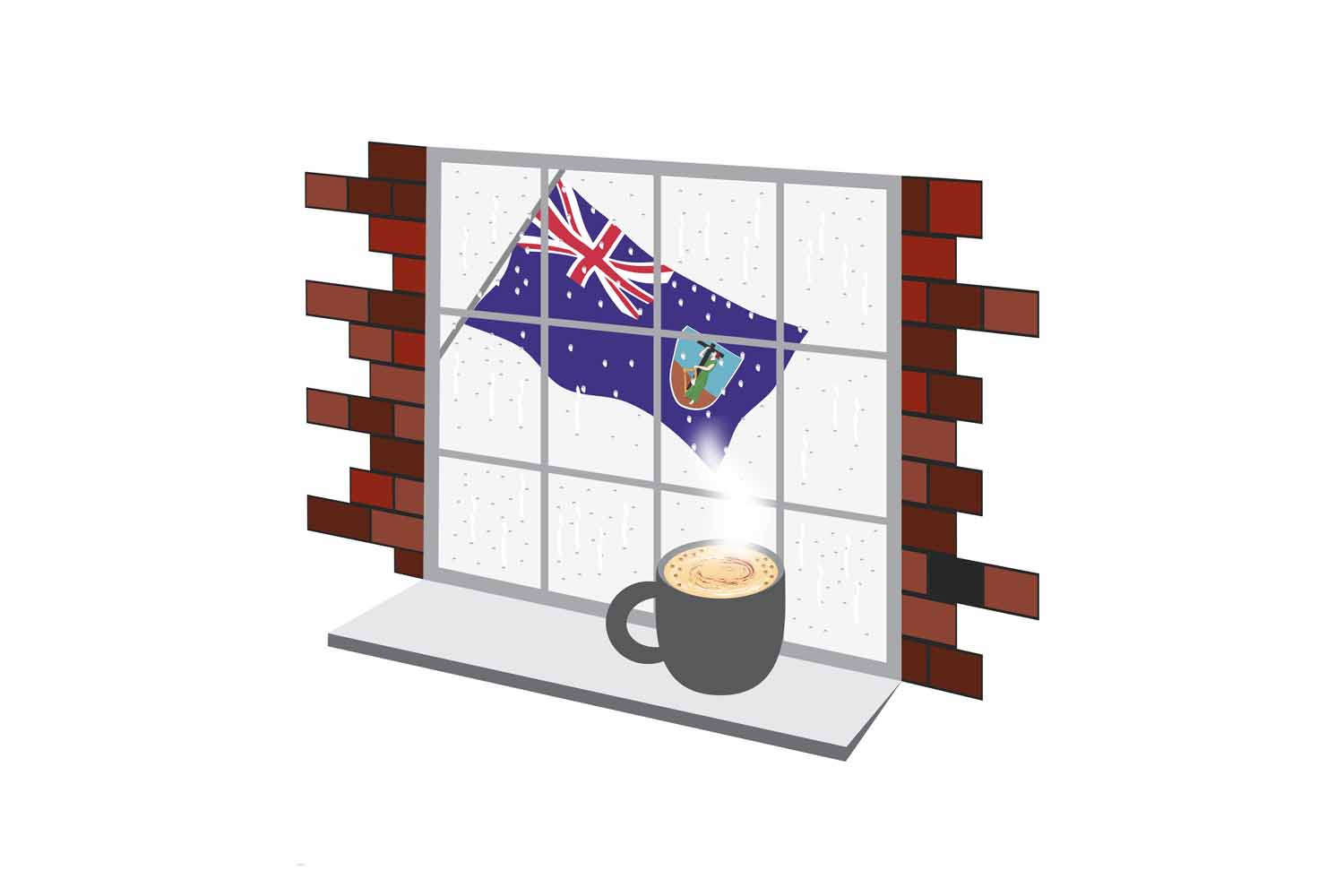 Montserrat Coffee Rain Window Sticker