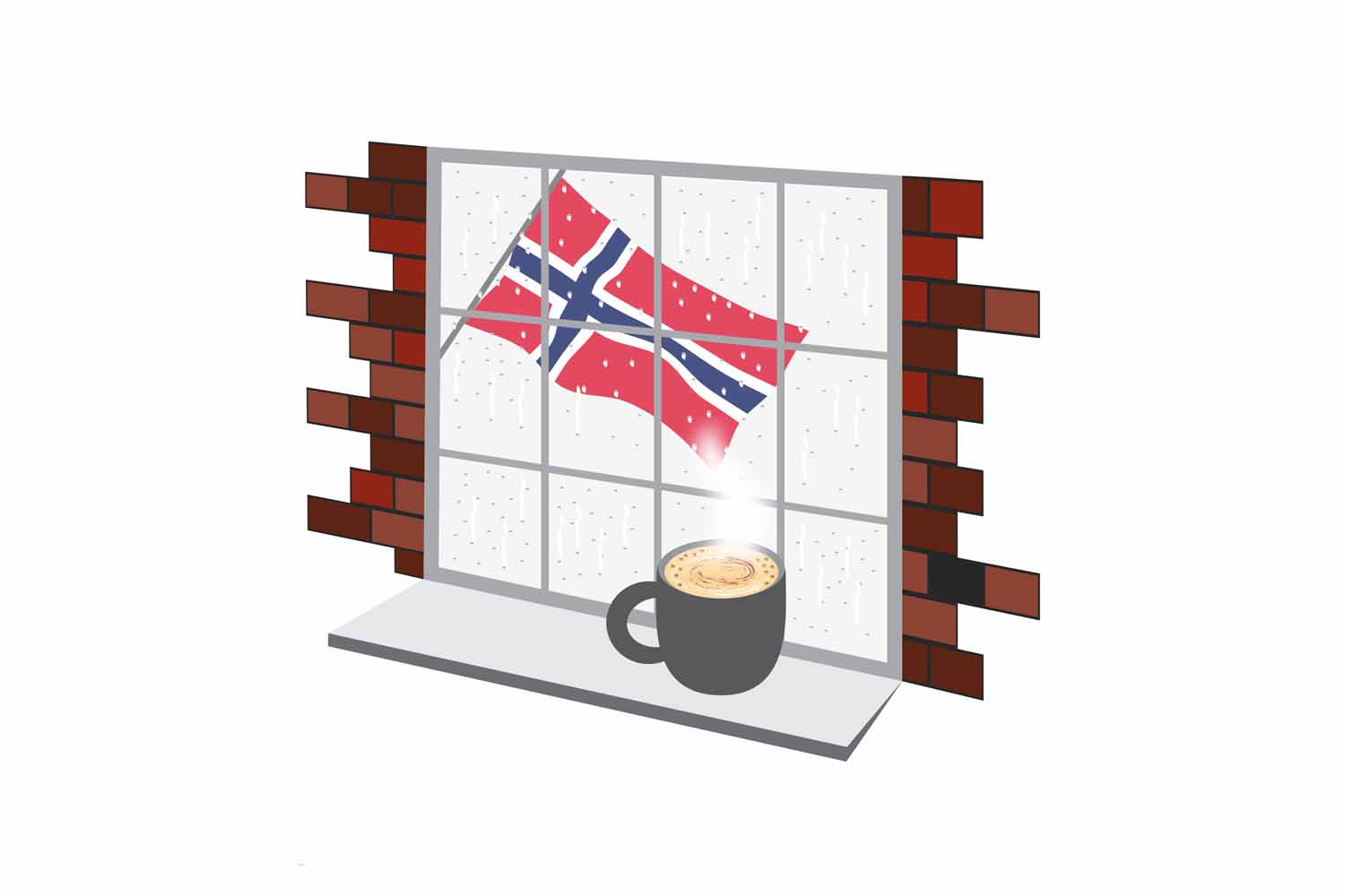 Norway Coffee Rain Window Sticker