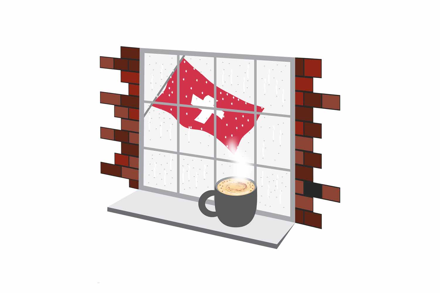 Switzerland Coffee Rain Window Sticker