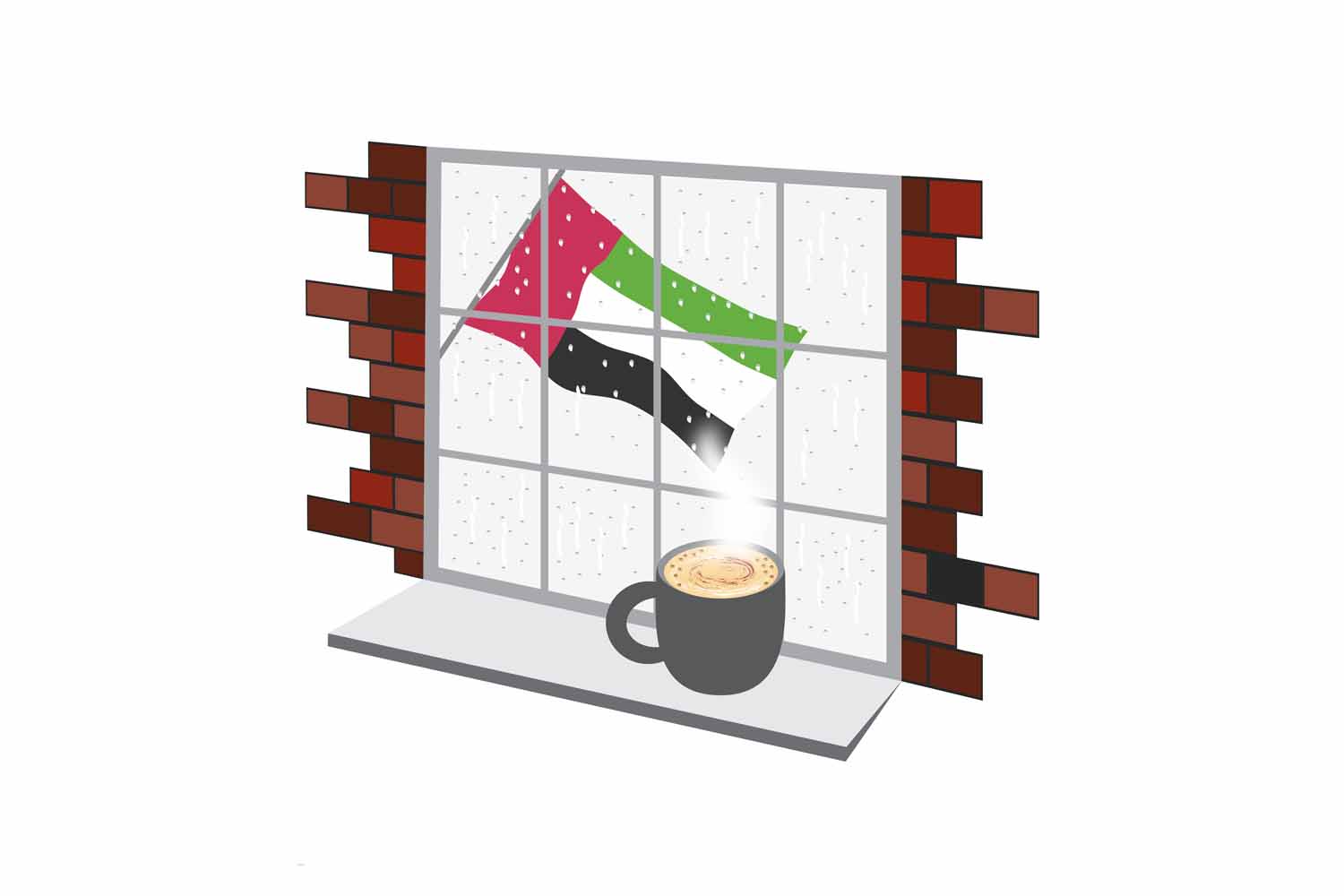 UAE Coffee Rain Window Sticker