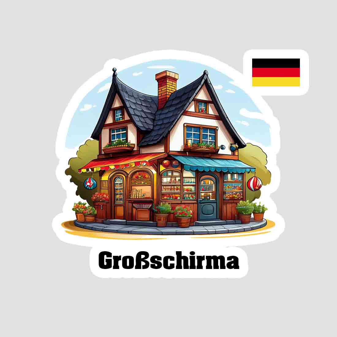 Großschirma Home Town Office Shop Germany Sticker