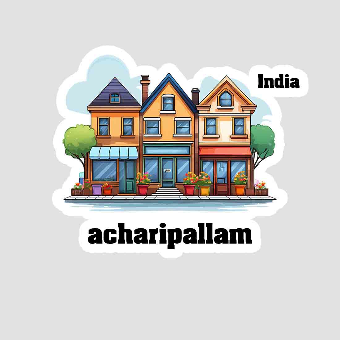 Acharipallam Three Home Offiec Shop Town Sticker & Magnet | Home Town Souvenirs