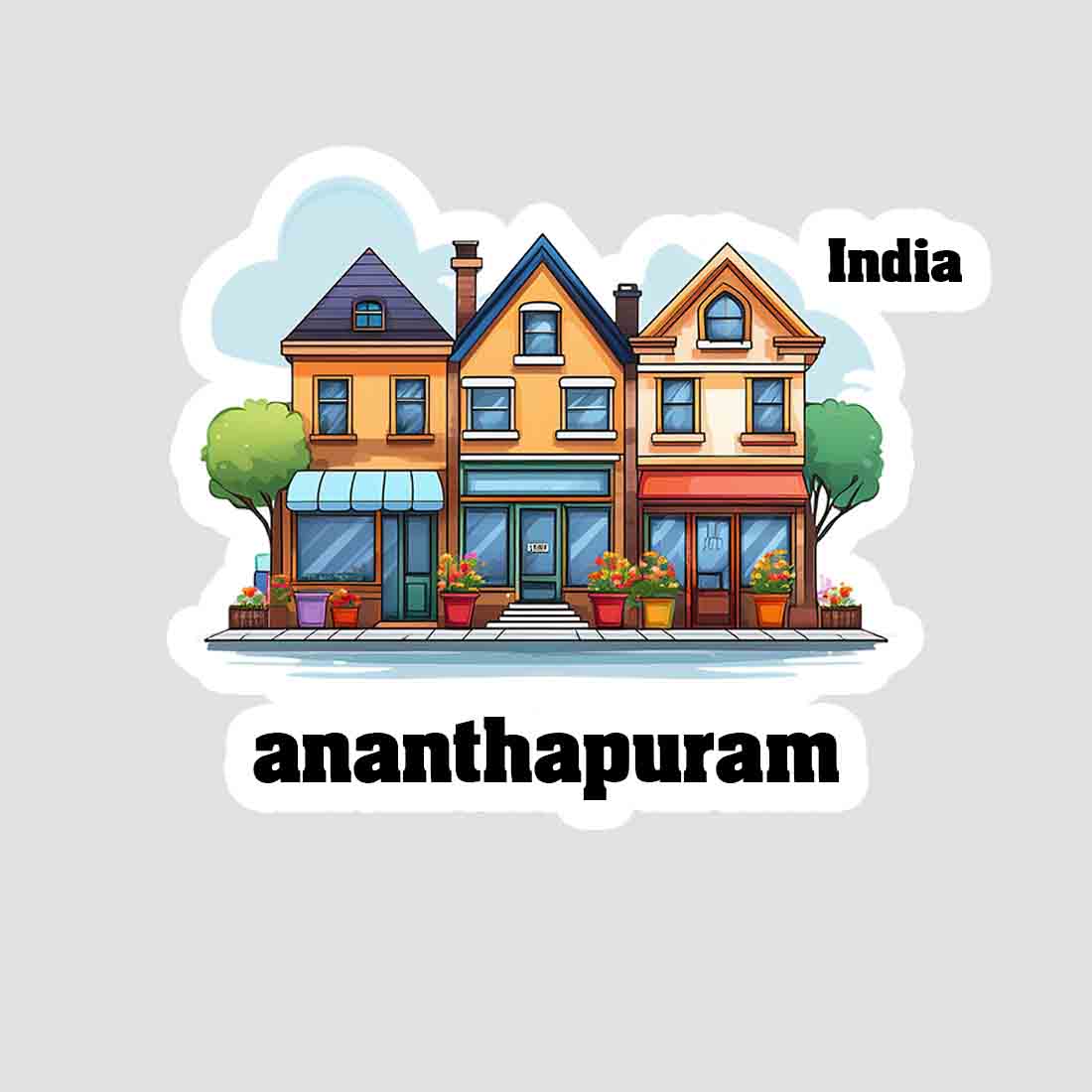 Ananthapuram Three Home Offiec Shop Town Sticker & Magnet | Home Town Souvenirs