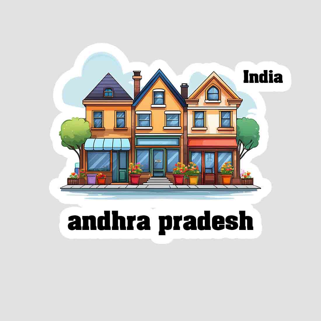 Andhra Pradesh Three Home Offiec Shop Town Sticker & Magnet | Home Town Souvenirs