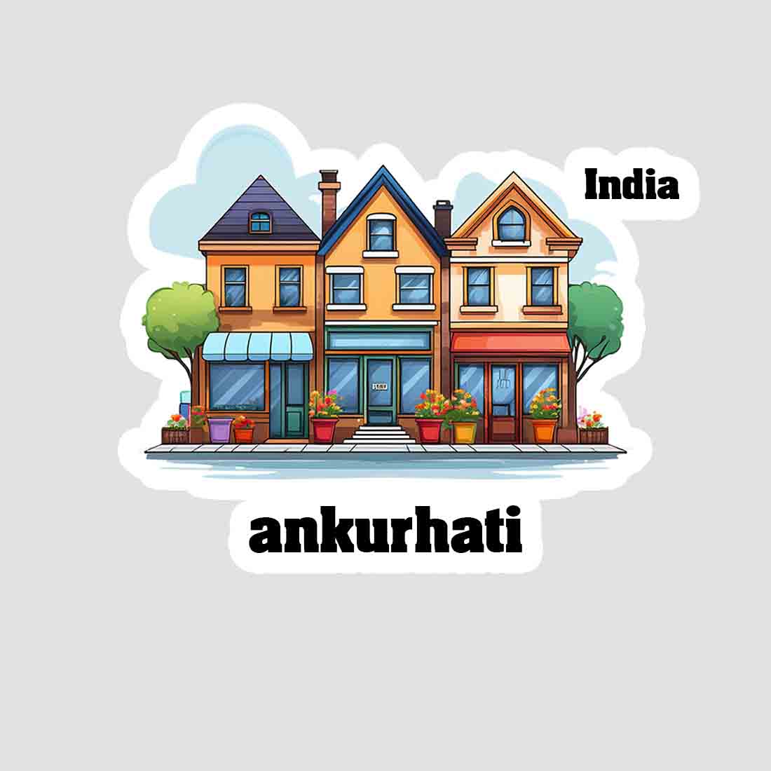 Ankurhati Three Home Offiec Shop Town Sticker & Magnet | Home Town Souvenirs