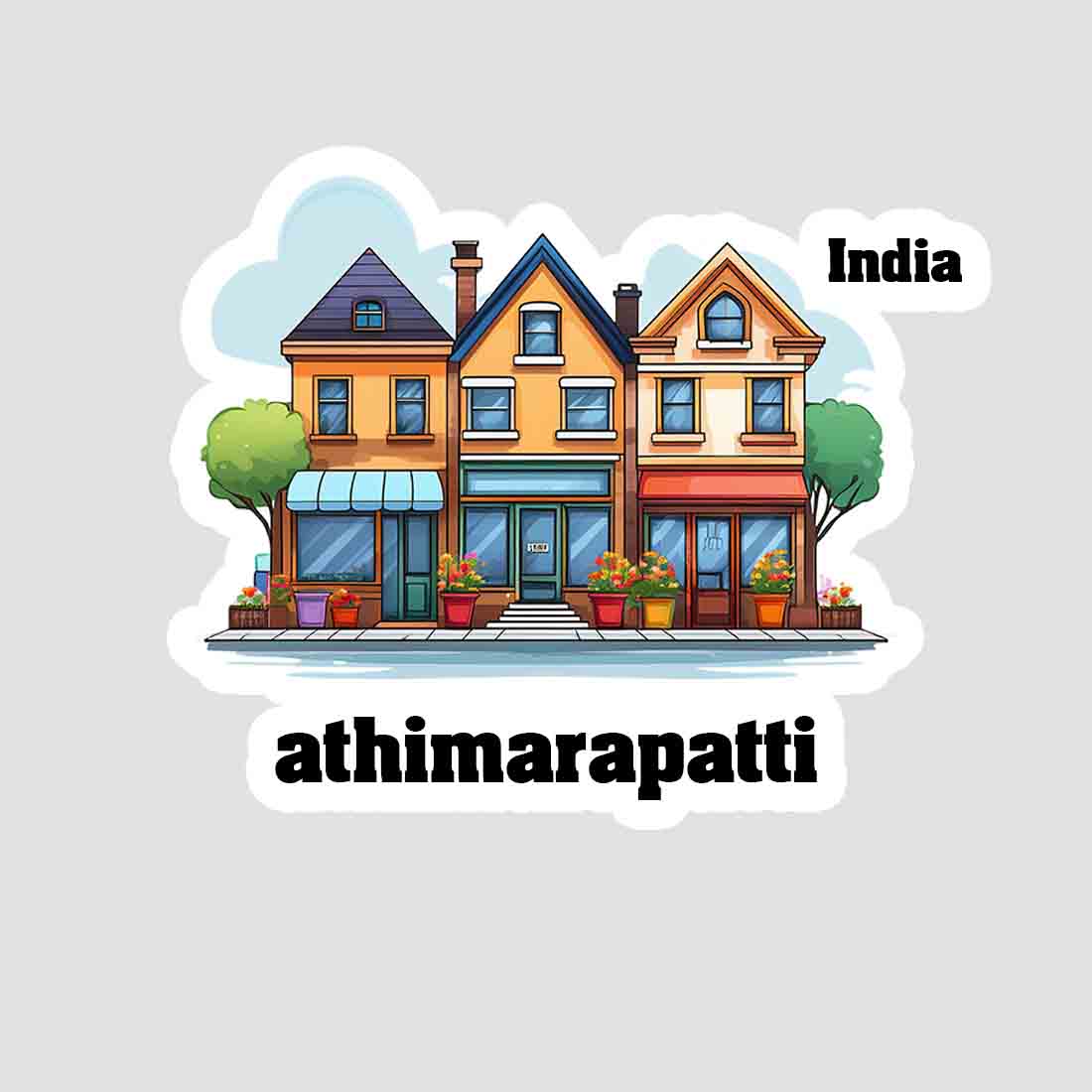 Athimarapatti Three Home Offiec Shop Town Sticker & Magnet | Home Town Souvenirs
