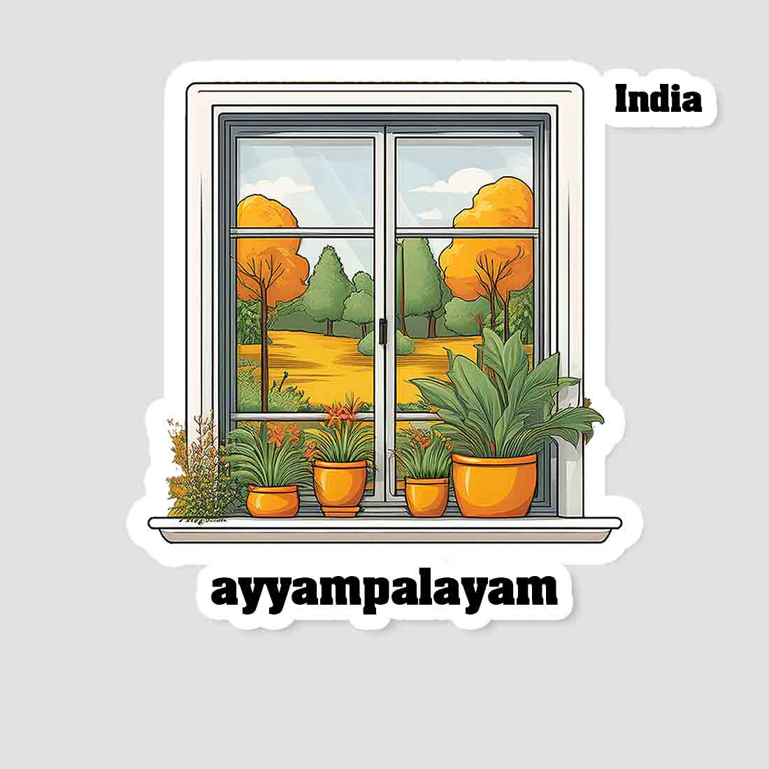 Ayyampalayam Home Window White Plants Pots Sticker & Magnet