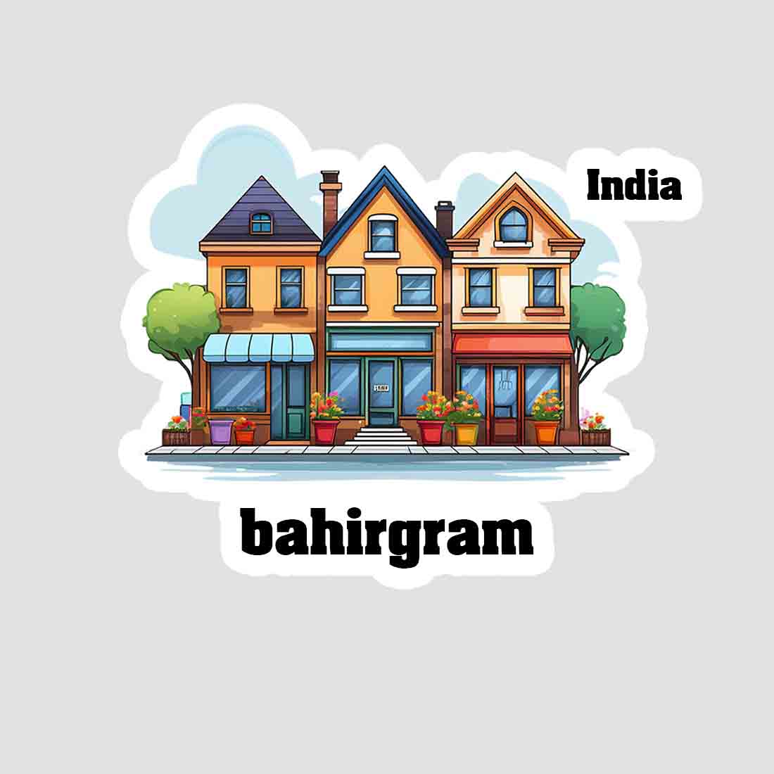 Bahirgram Three Home Offiec Shop Town Sticker & Magnet | Home Town Souvenirs