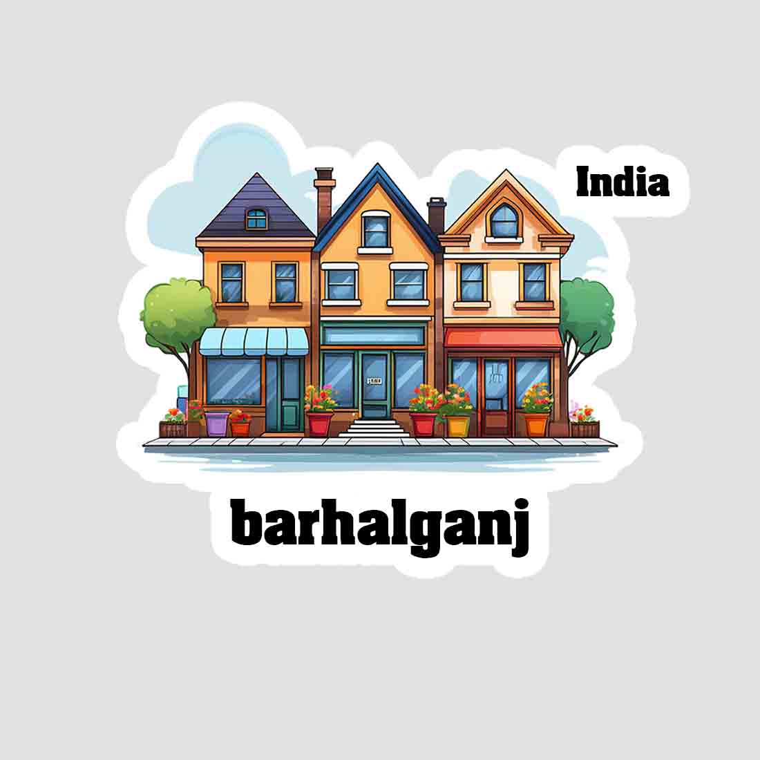 Barhalganj Three Home Offiec Shop Town Sticker & Magnet | Home Town Souvenirs