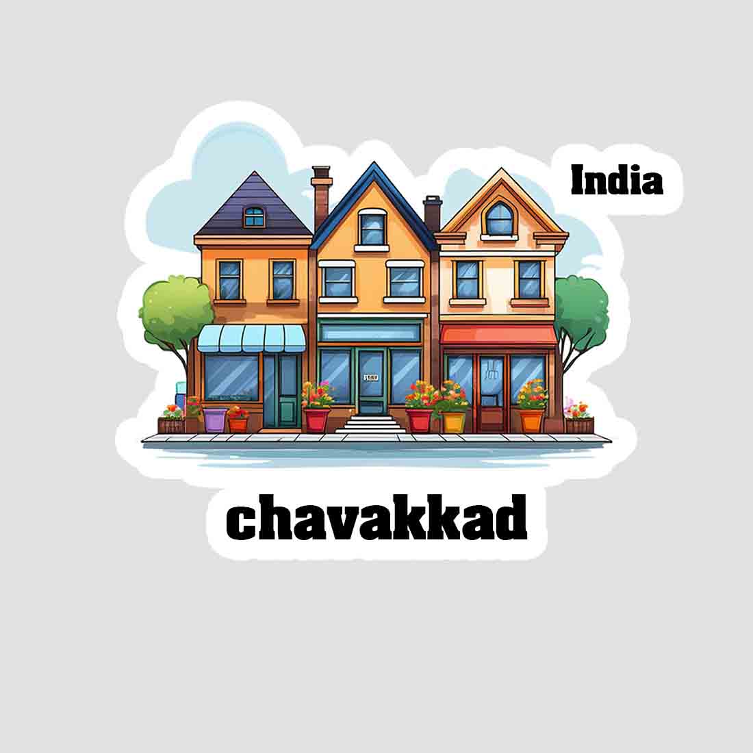 Chavakkad Three Home Offiec Shop Town Sticker & Magnet | Home Town Souvenirs