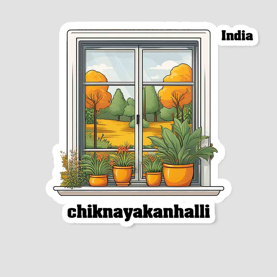 Chiknayakanhalli Home Window White Plants Pots Sticker & Magnet