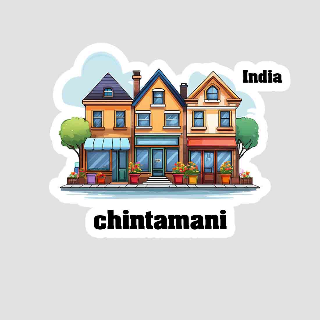 Chintamani Three Home Offiec Shop Town Sticker & Magnet | Home Town Souvenirs
