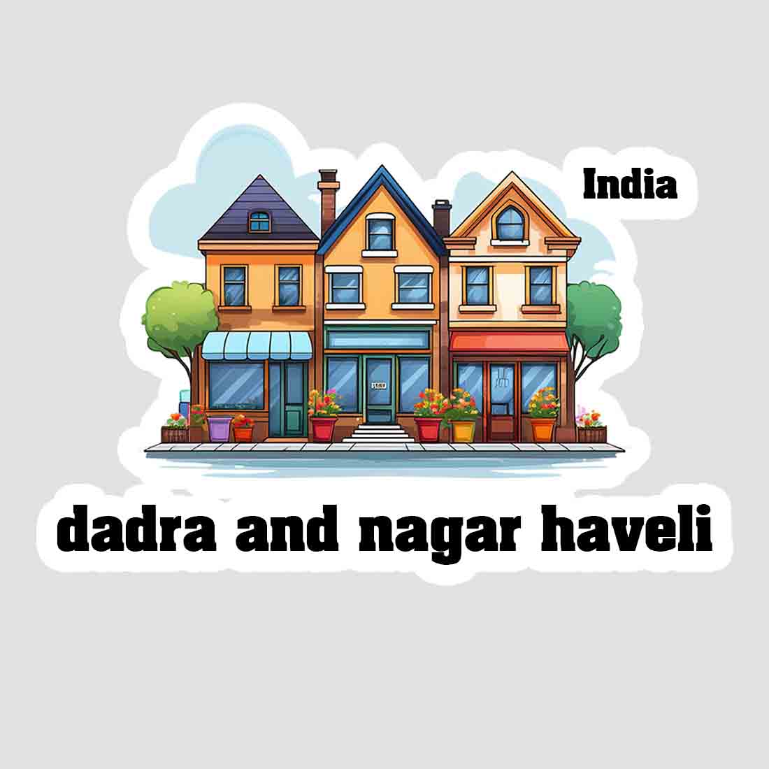 Dadra And Nagar Haveli Three Home Offiec Shop Town Sticker & Magnet | Home Town Souvenirs