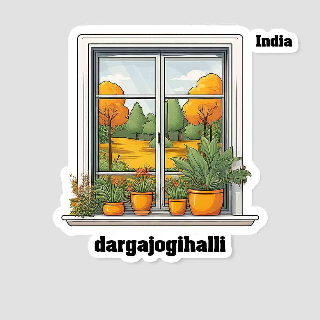 Dargajogihalli Home Window White Plants Pots Sticker & Magnet