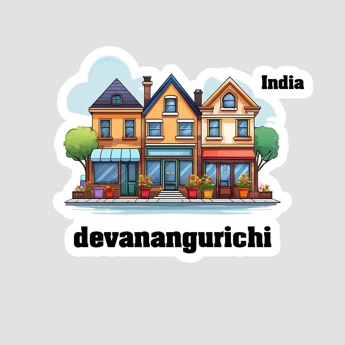 Devanangurichi Three Home Offiec Shop Town Sticker & Magnet | Home Town Souvenirs