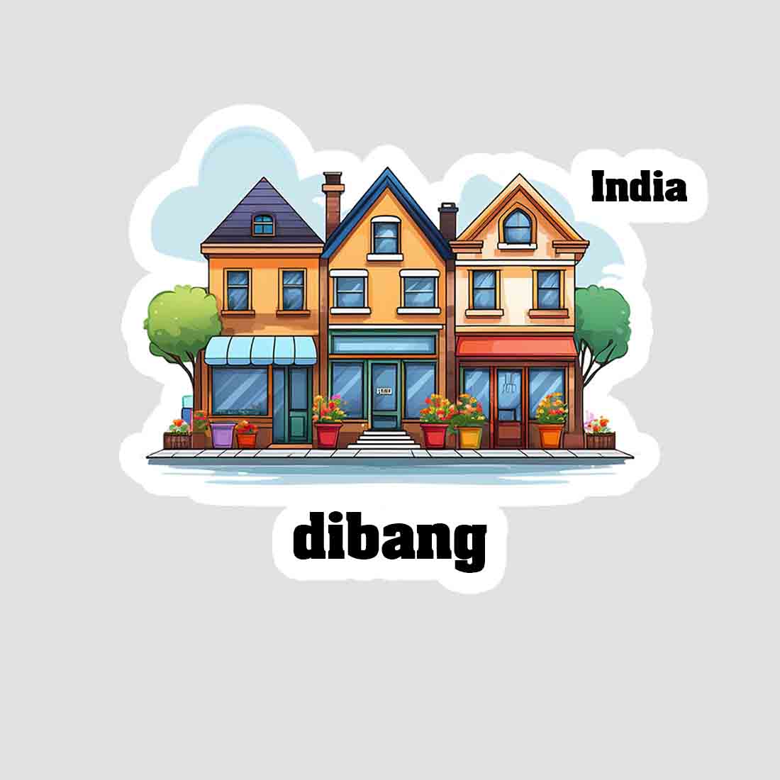 Dibang Three Home Offiec Shop Town Sticker & Magnet | Home Town Souvenirs