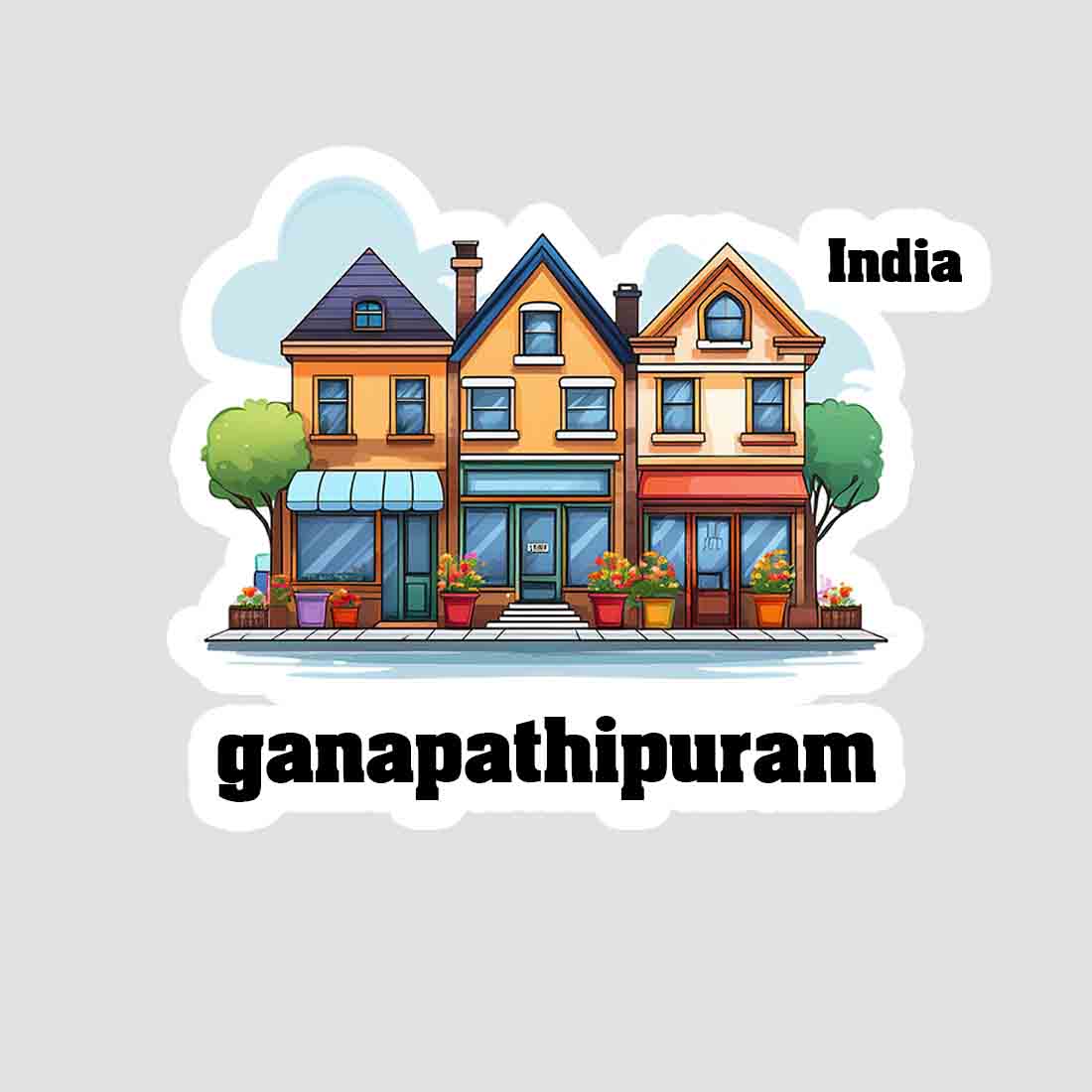 Ganapathipuram Three Home Offiec Shop Town Sticker & Magnet | Home Town Souvenirs