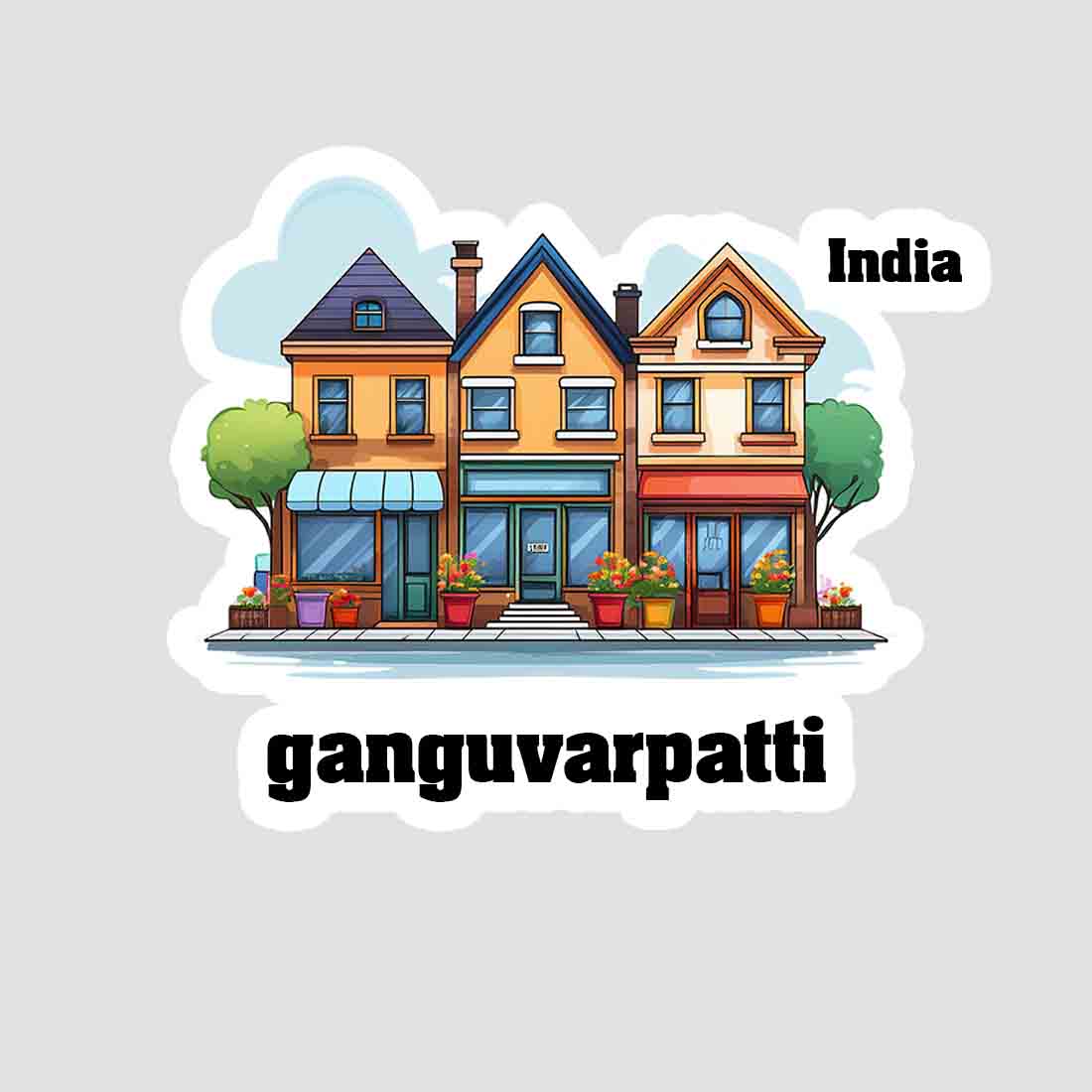 Ganguvarpatti Three Home Offiec Shop Town Sticker & Magnet | Home Town Souvenirs