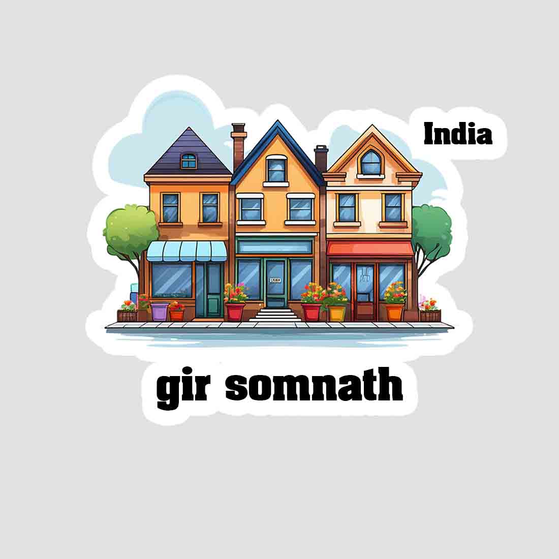 Gir Somnath Three Home Offiec Shop Town Sticker & Magnet | Home Town Souvenirs