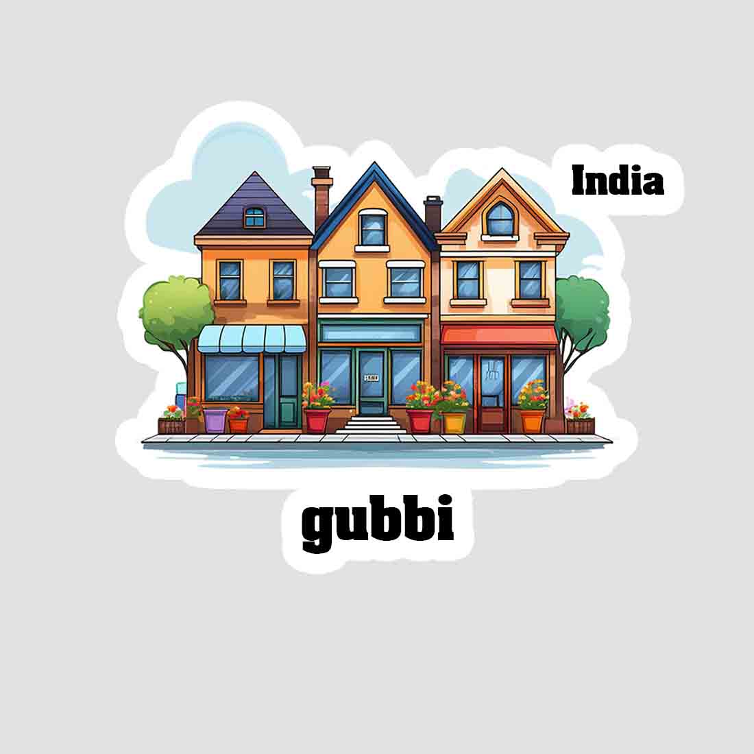 Gubbi Three Home Offiec Shop Town Sticker & Magnet | Home Town Souvenirs