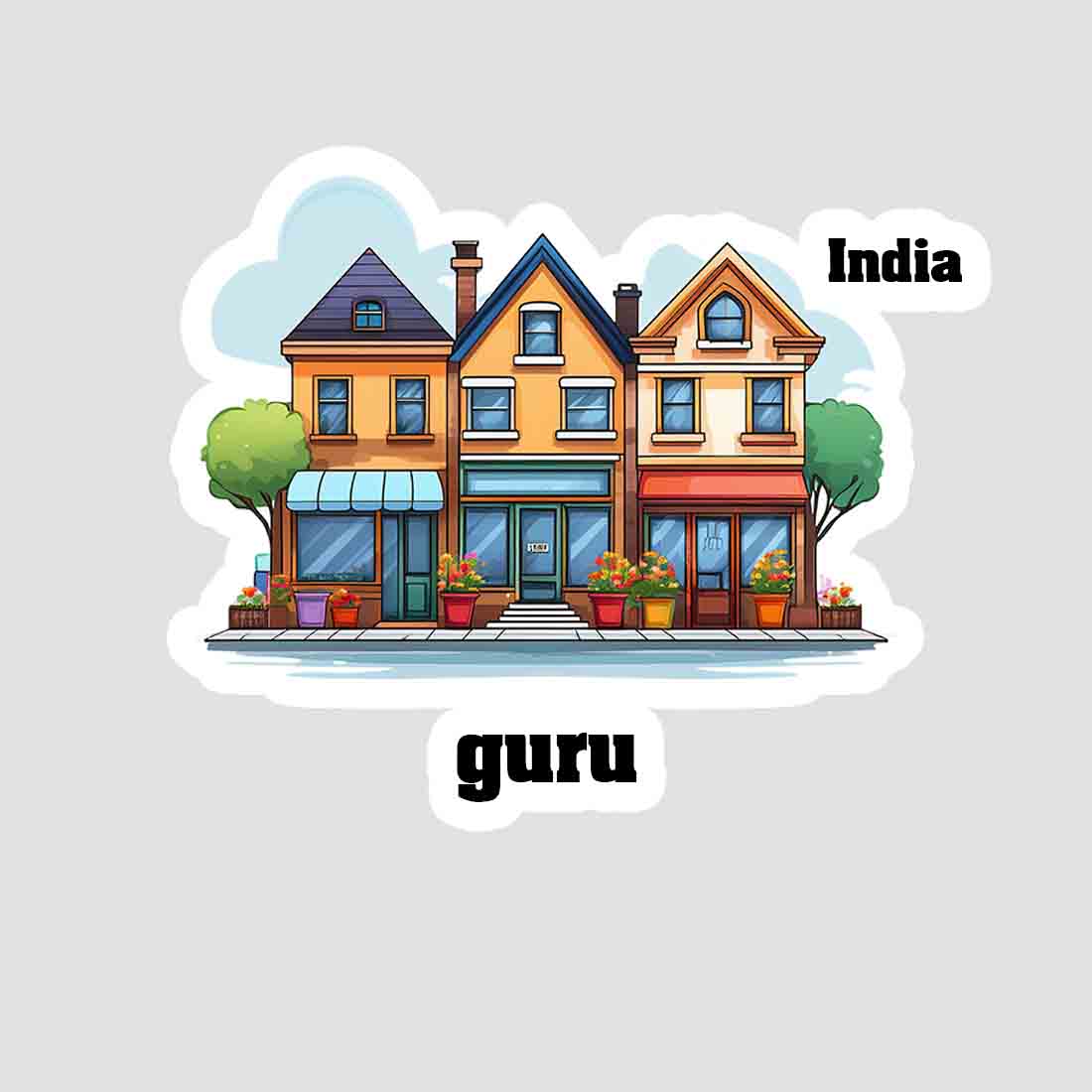 Guru Three Home Offiec Shop Town Sticker & Magnet | Home Town Souvenirs