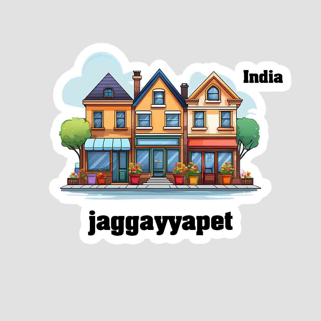 Jaggayyapet Three Home Offiec Shop Town Sticker & Magnet | Home Town Souvenirs