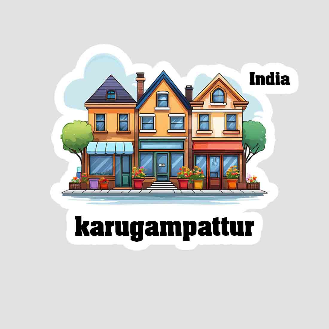 Karugampattur Three Home Offiec Shop Town Sticker & Magnet | Home Town Souvenirs