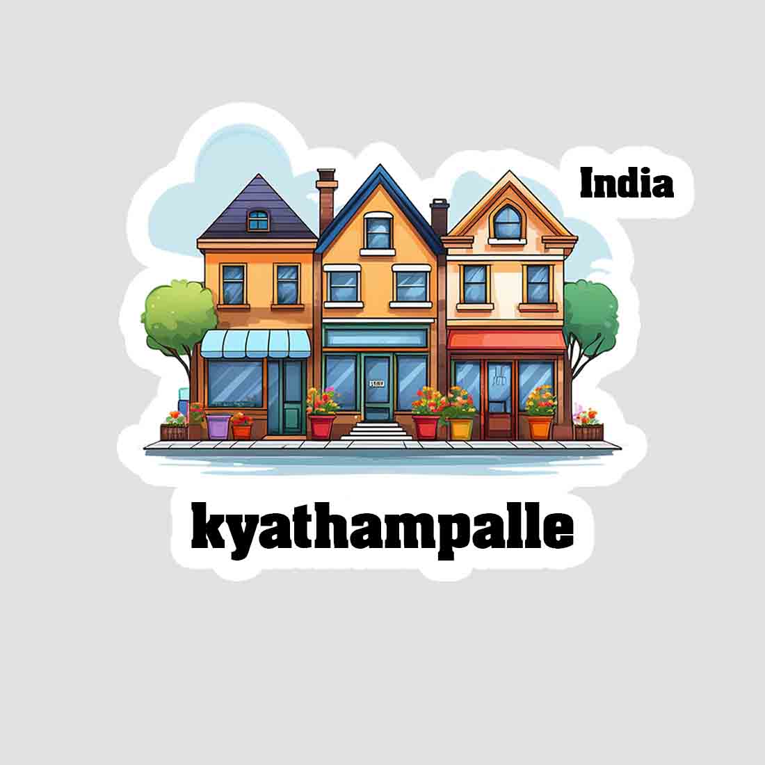 Kyathampalle Three Home Offiec Shop Town Sticker & Magnet | Home Town Souvenirs