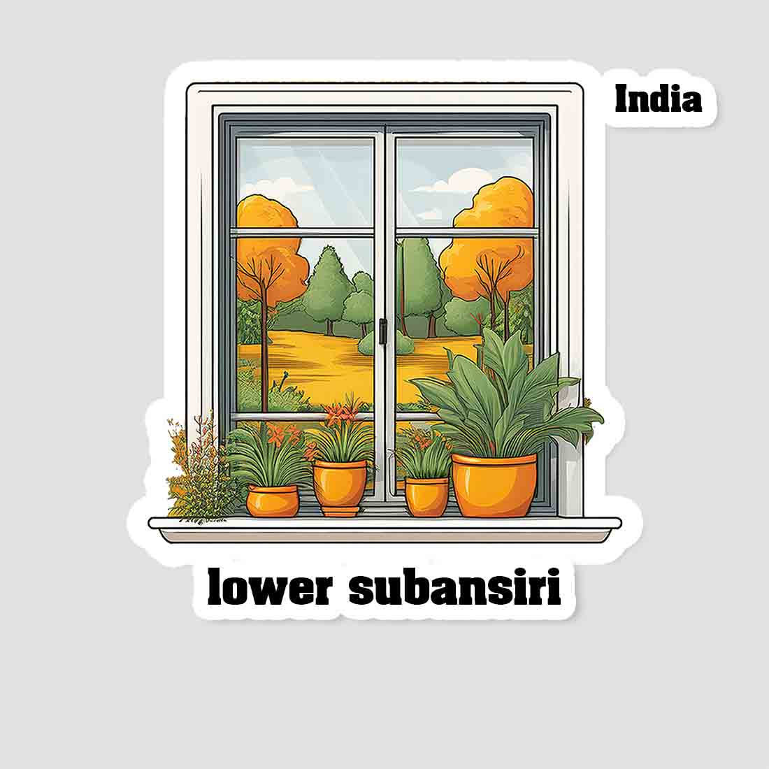 Lower Subansiri Home Window White Plants Pots Sticker & Magnet