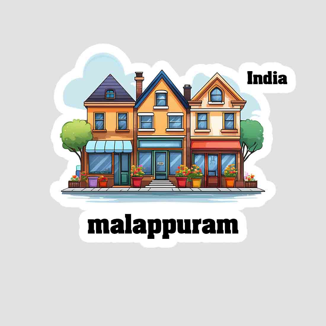 Malappuram Three Home Offiec Shop Town Sticker & Magnet | Home Town Souvenirs