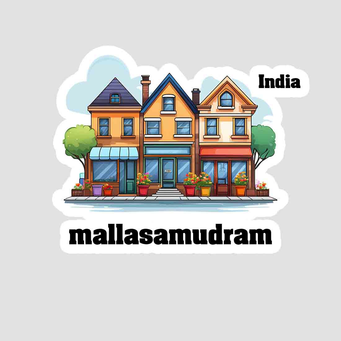 Mallasamudram Three Home Offiec Shop Town Sticker & Magnet | Home Town Souvenirs