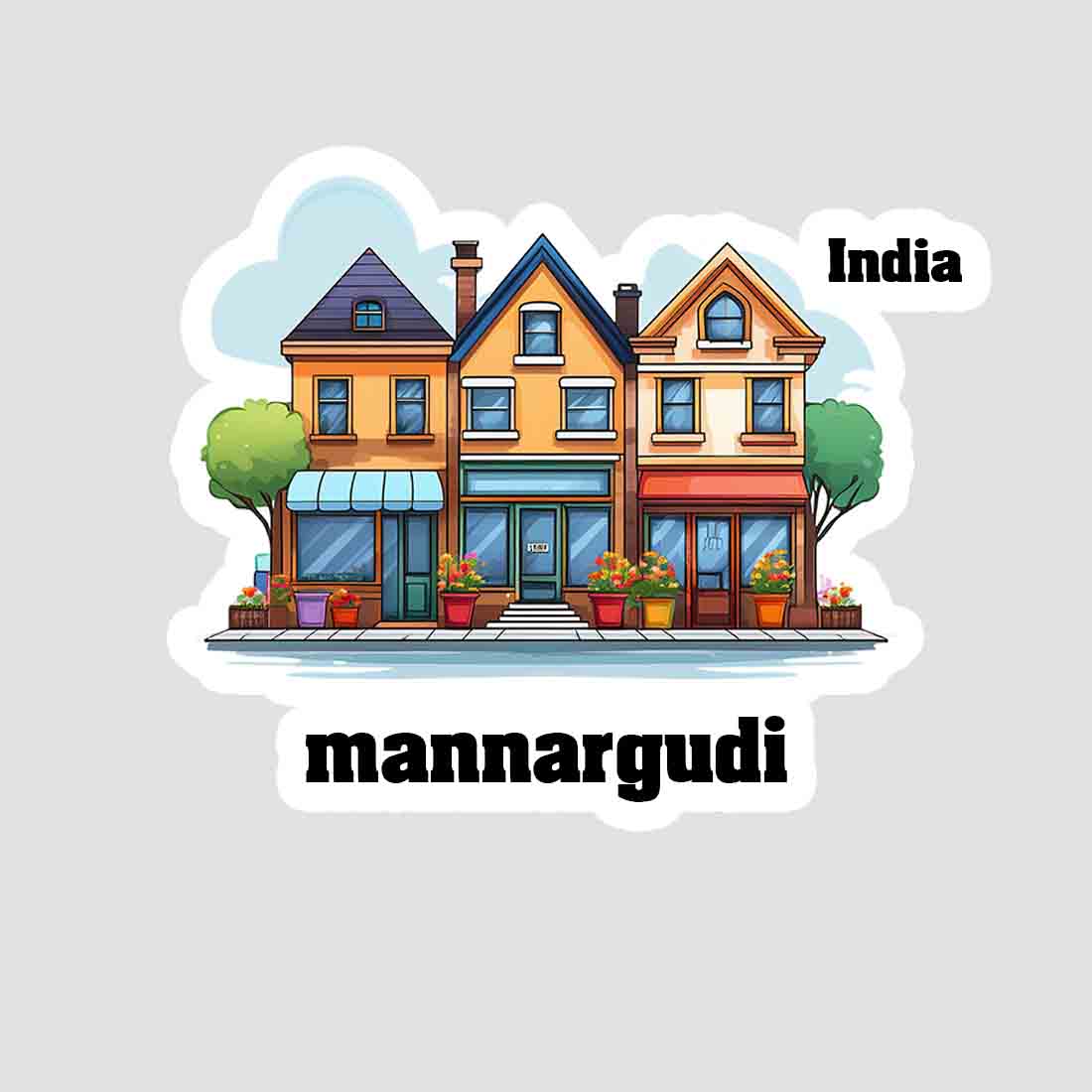 Mannargudi Three Home Offiec Shop Town Sticker & Magnet | Home Town Souvenirs