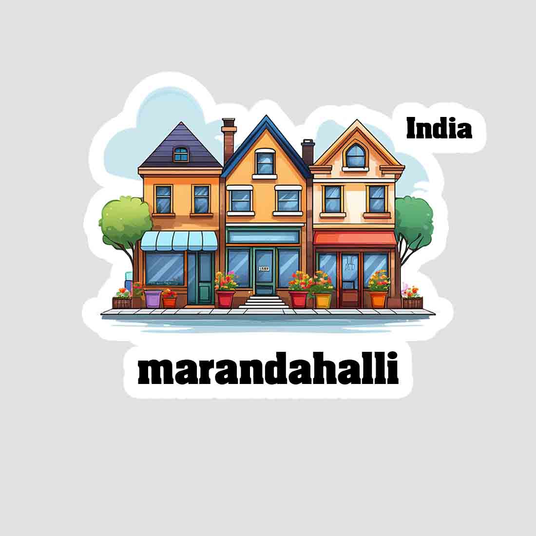 Marandahalli Three Home Offiec Shop Town Sticker & Magnet | Home Town Souvenirs