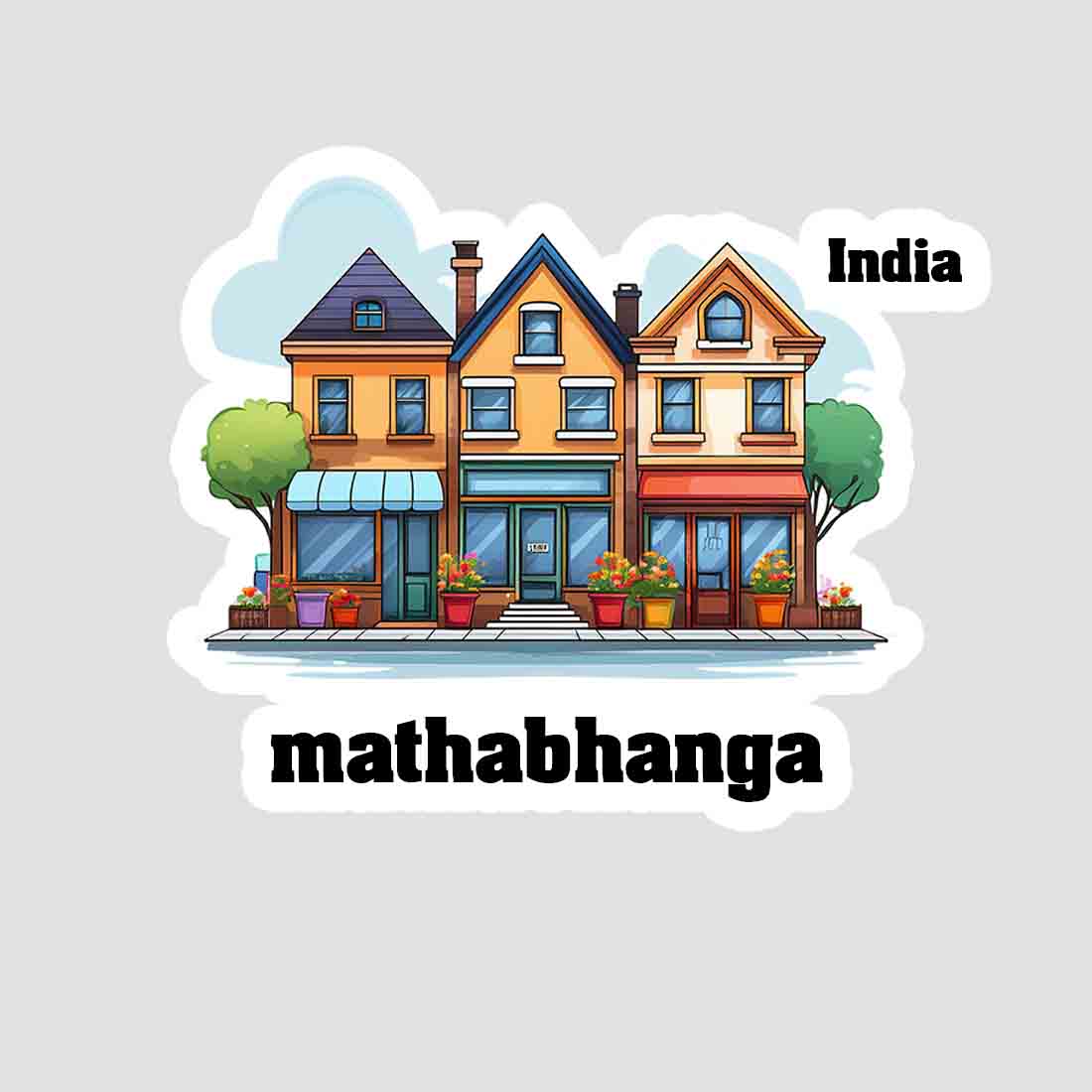 Mathabhanga Three Home Offiec Shop Town Sticker & Magnet | Home Town Souvenirs