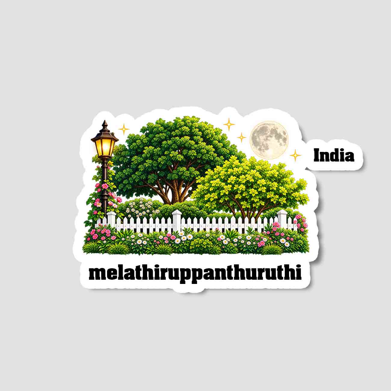 Melathiruppanthuruthi Home Town Night Trees Landscape Shape Sticker & Magnet