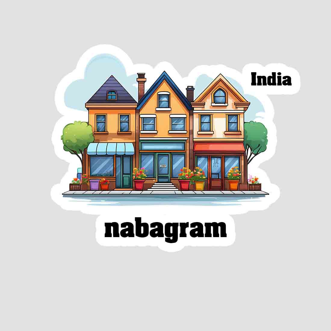 Nabagram Three Home Offiec Shop Town Sticker & Magnet | Home Town Souvenirs