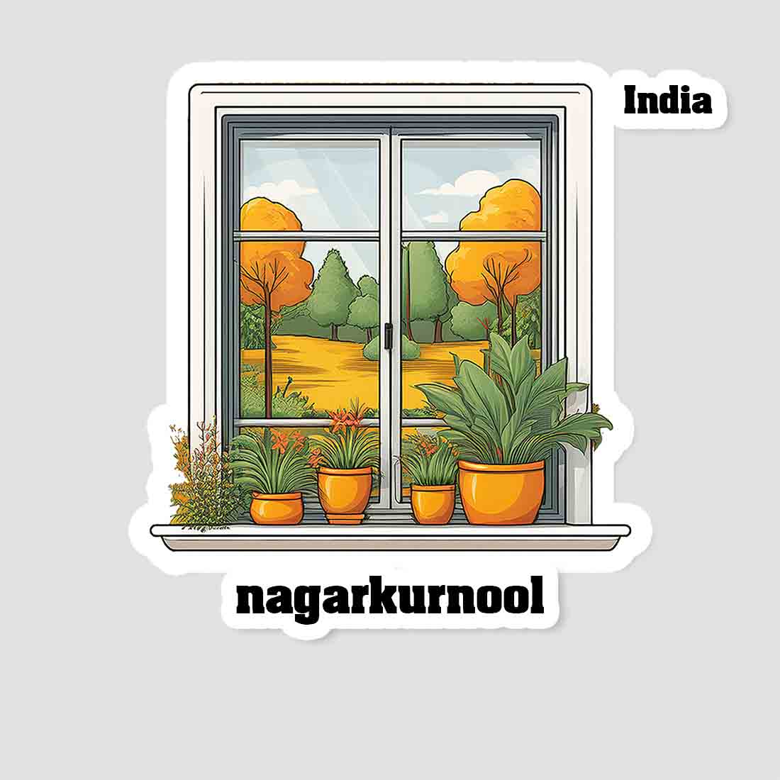 Nagarkurnool Home Window White Plants Pots Sticker & Magnet