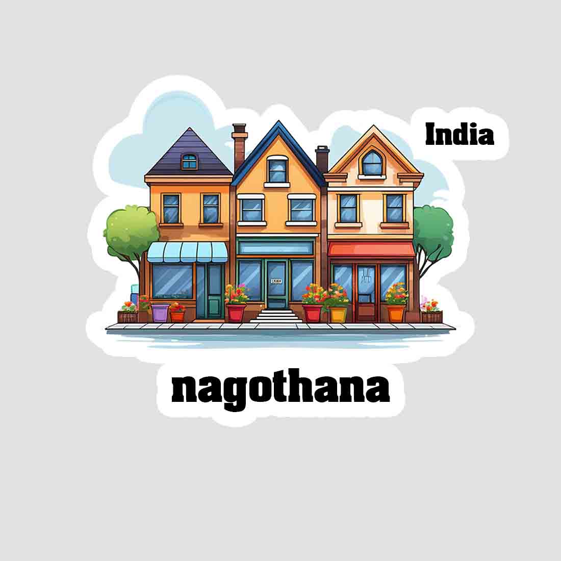 Nagothana Three Home Offiec Shop Town Sticker & Magnet | Home Town Souvenirs