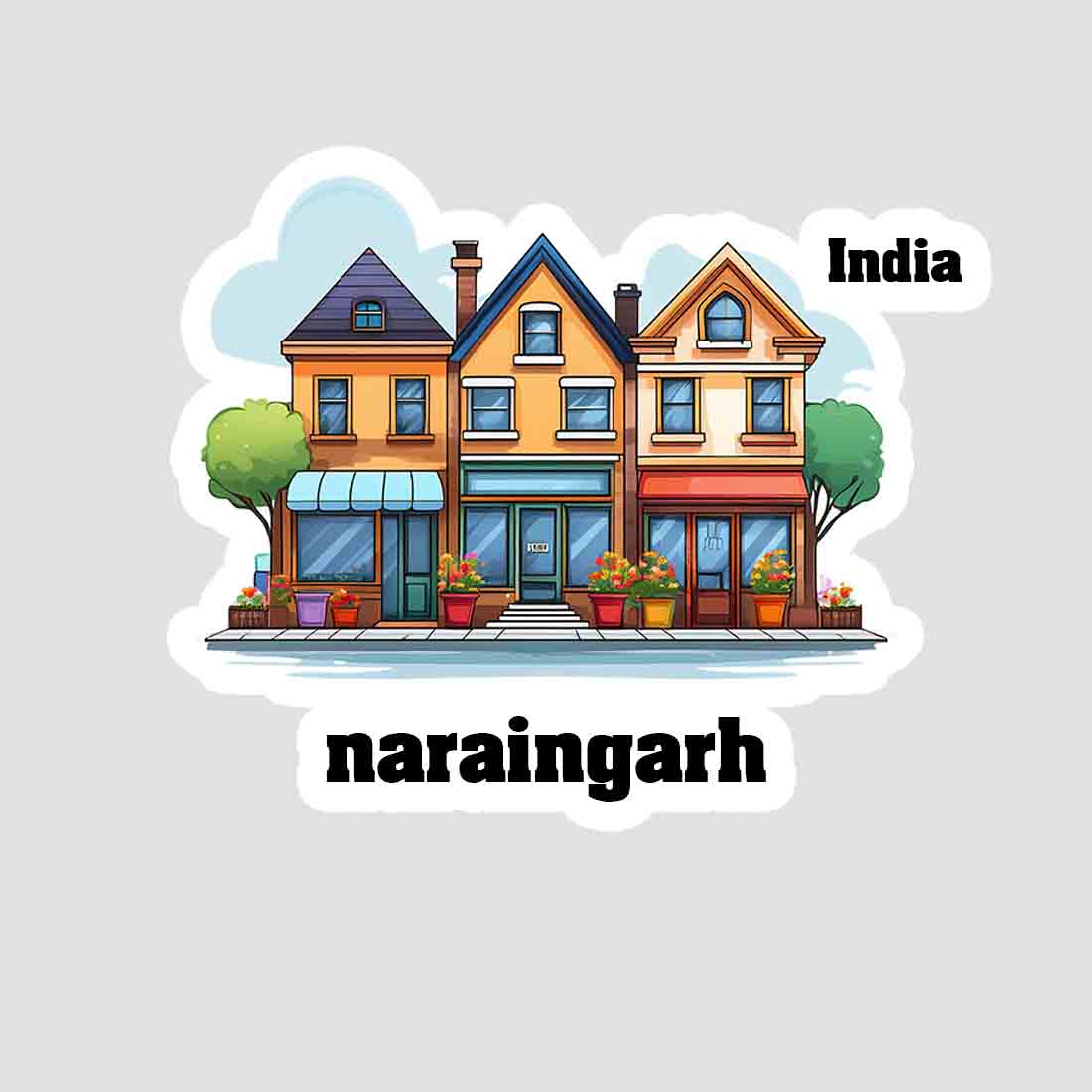 Naraingarh Three Home Offiec Shop Town Sticker & Magnet | Home Town Souvenirs