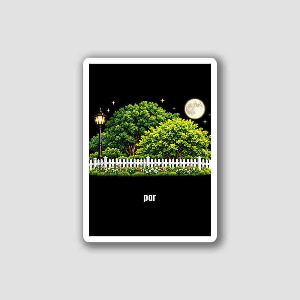 Par Home Home Town Night Trees Landscape Vertical Sticker & Magnet