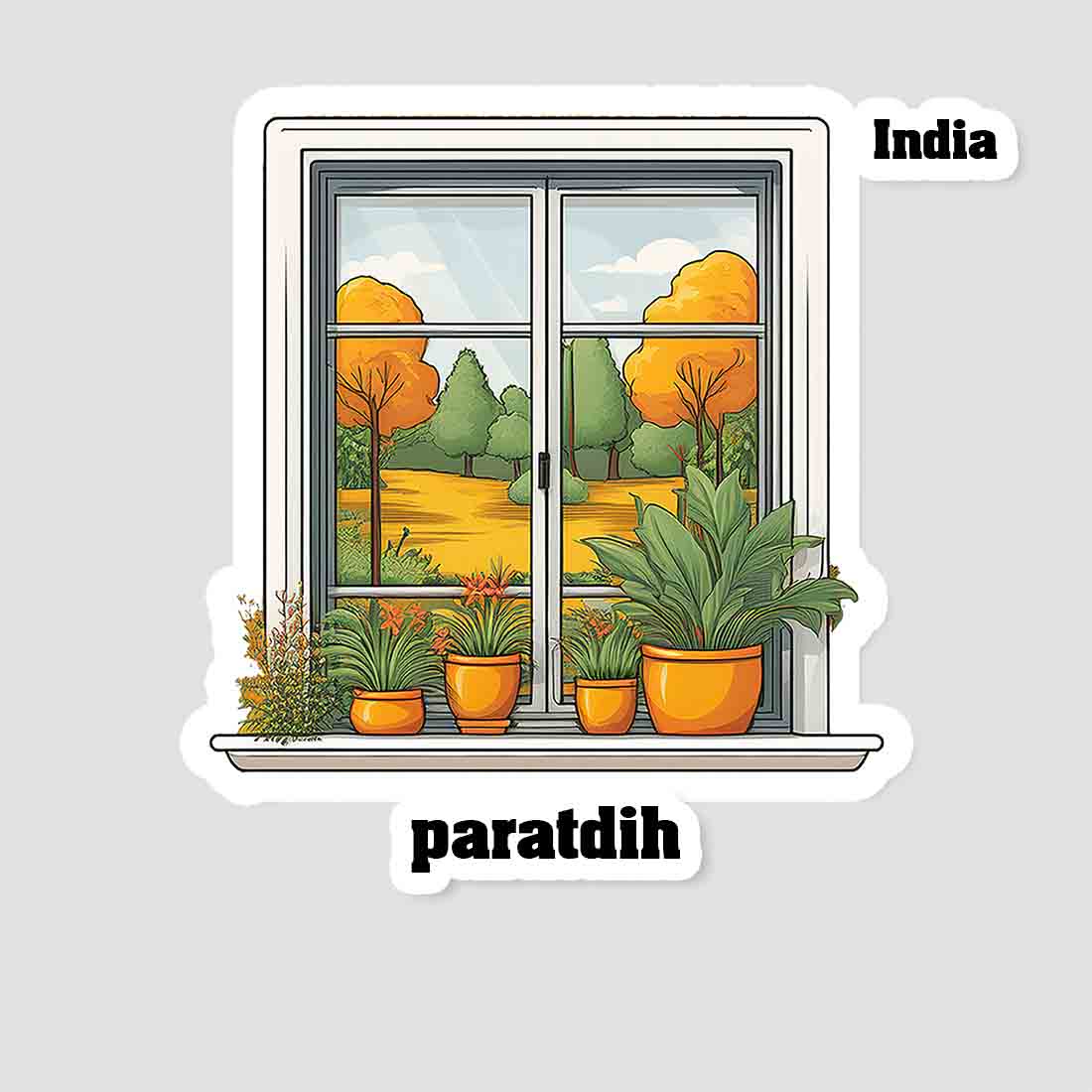 Paratdih Home Window White Plants Pots Sticker & Magnet