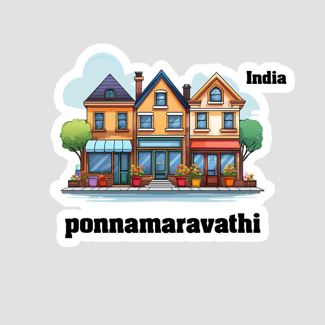 Ponnamaravathi Three Home Offiec Shop Town Sticker & Magnet | Home Town Souvenirs