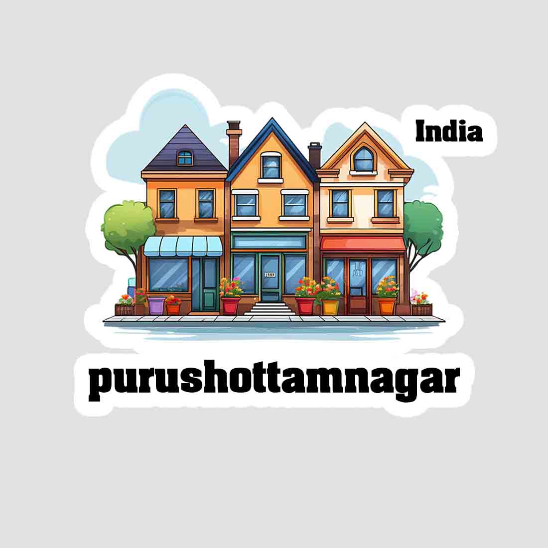 Purushottamnagar Three Home Offiec Shop Town Sticker & Magnet | Home Town Souvenirs